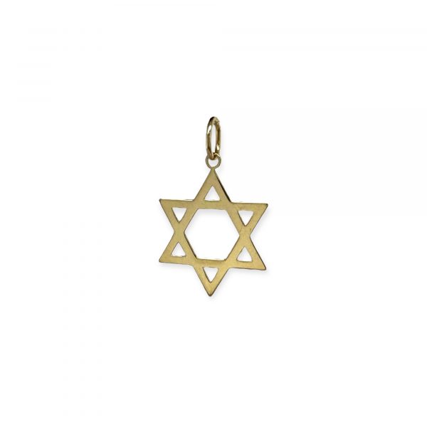 Davidstern Anhänger 585 Gelbgold 16066 Glaubenssymbole Judentum, Symbolanhänger, Davidstern fotografiert auf weißem Hintergrund